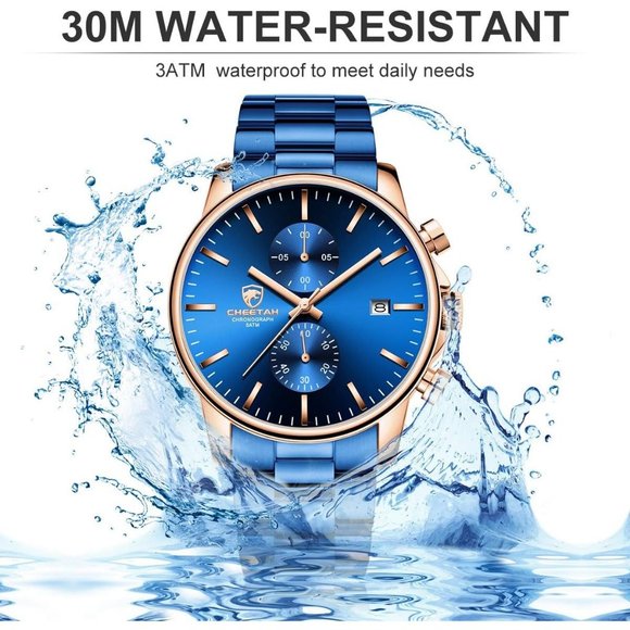 Mens Stainless Steel Waterproof Chronograph Auto Date Quartz Watch - Picture 5 of 7